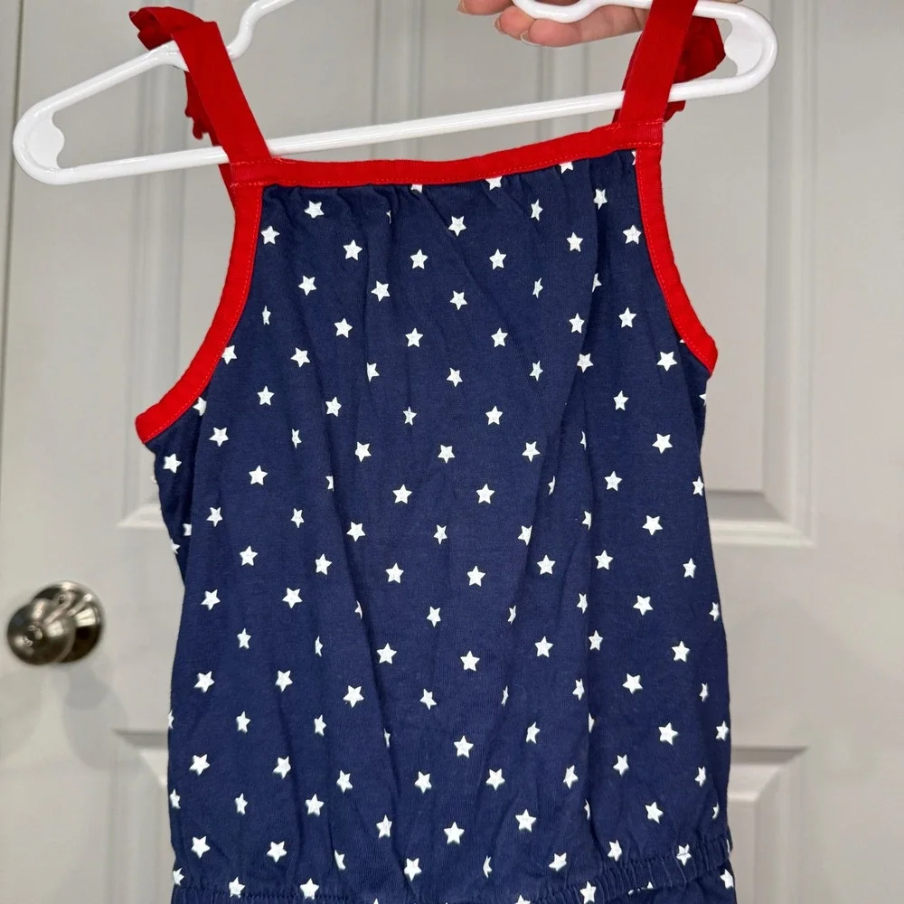 Gymboree Girls Patriotic Stars and Stripes Ruffle Romper Size‎ 4T